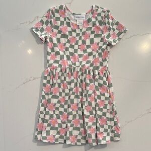 Charming Green and Pink Floral Kids Dress